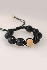 Black Macrame with Faceted Black Agate and Stardust Ball