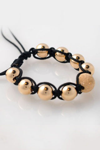 Black Macrame with Gold Beads